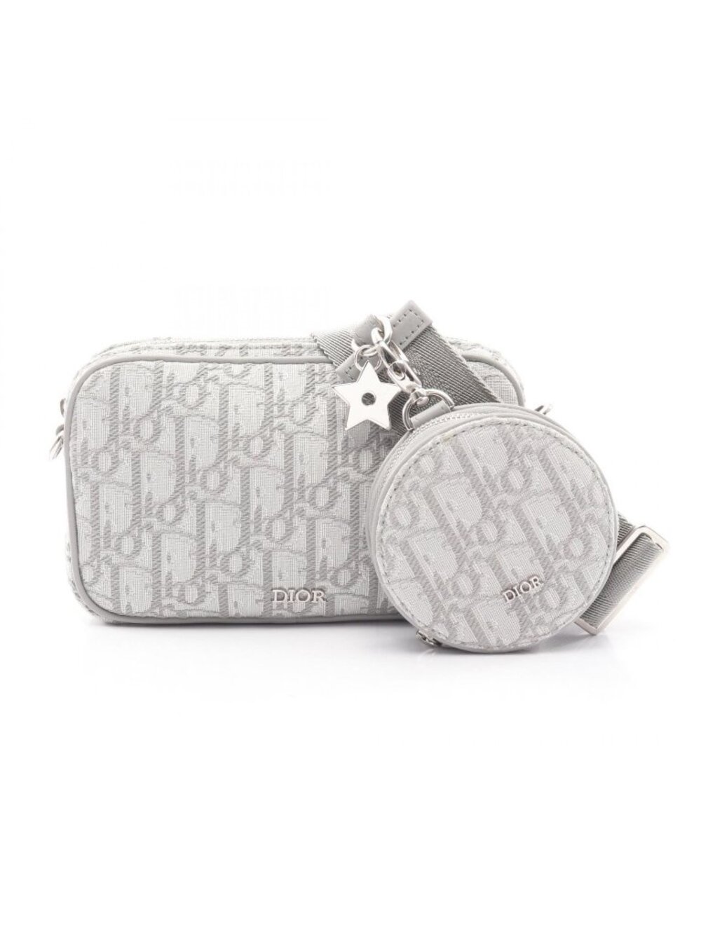 Dior Shoulder Bag Kids Multi Function Small White Oblique Gray Canvas - Picture 1 of 8